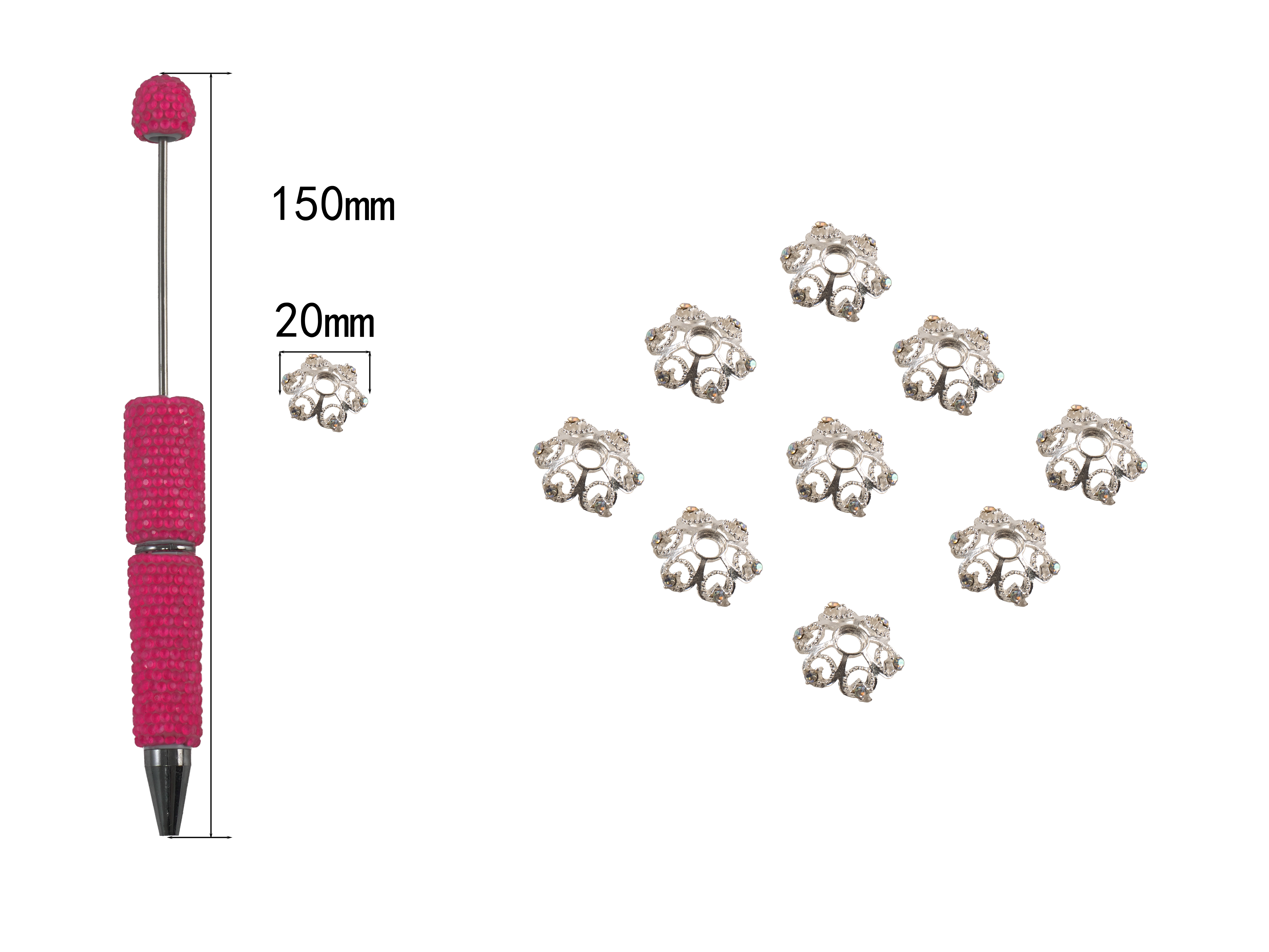 Floral Filigree Bead Caps for Beadable Pens