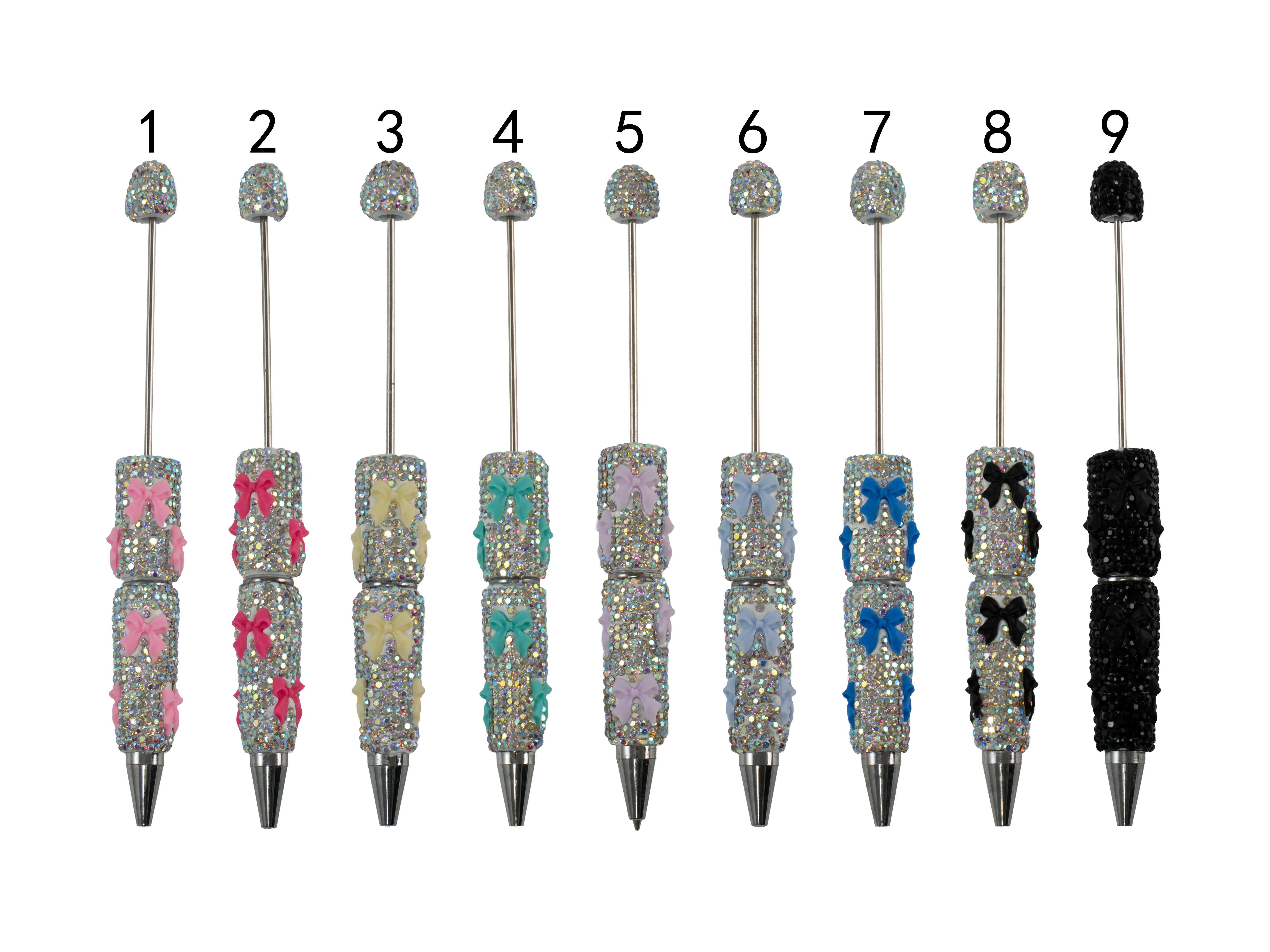 Iridescent Rhinestone Bow Beadable Pen