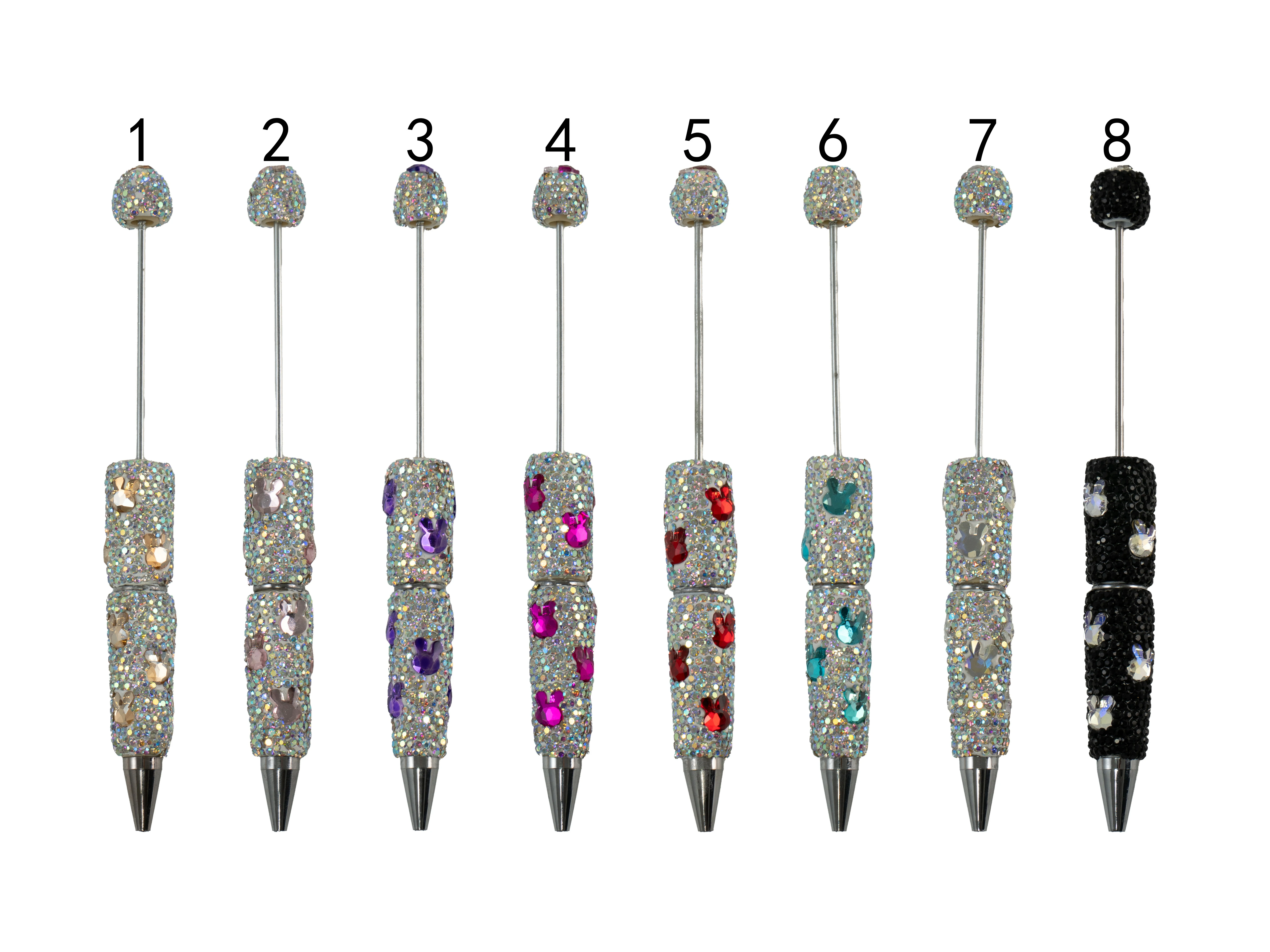 Iridescent Bunny Rhinestone Beadable Pen