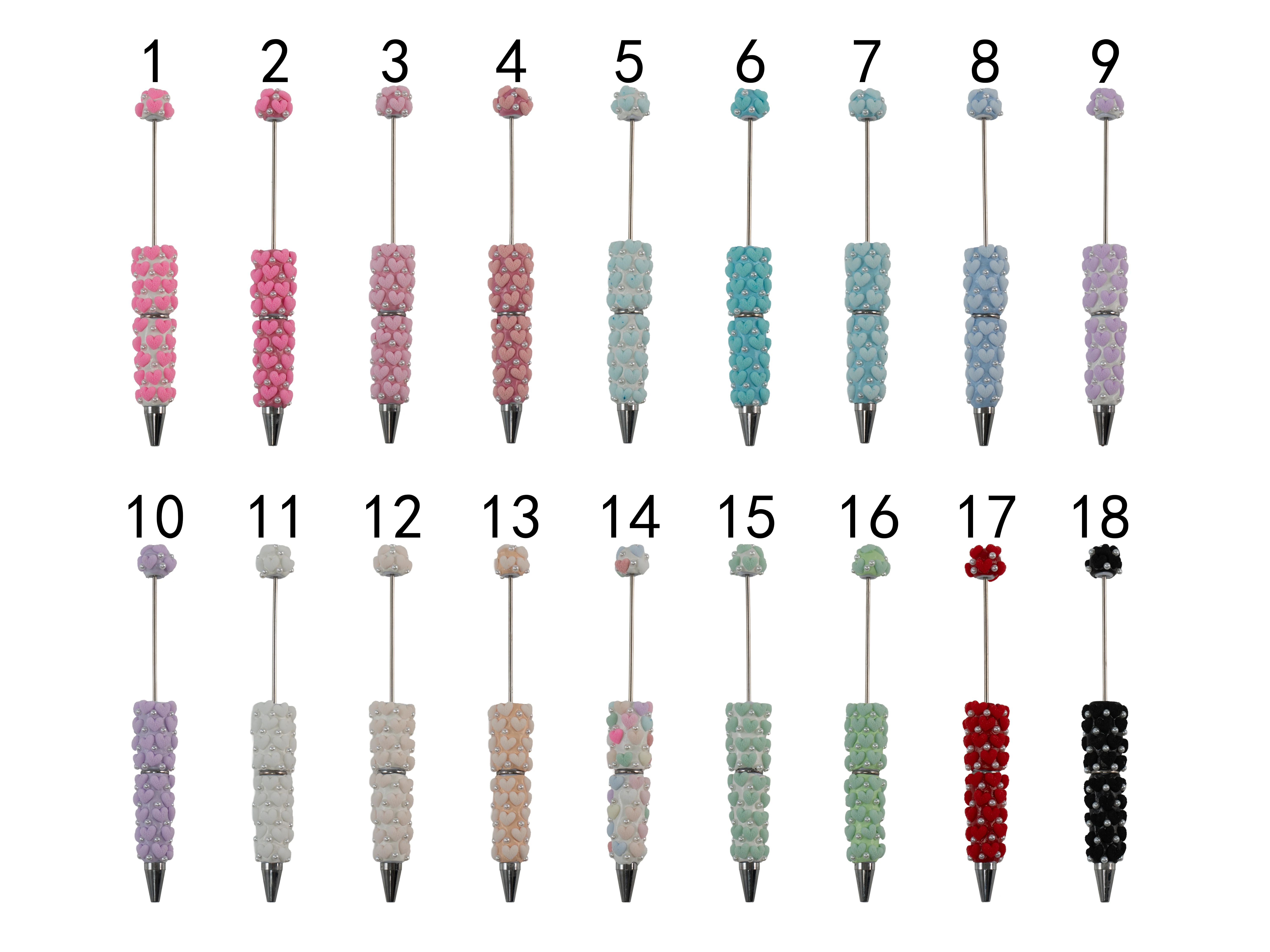 Clay Beadable Heart Pens