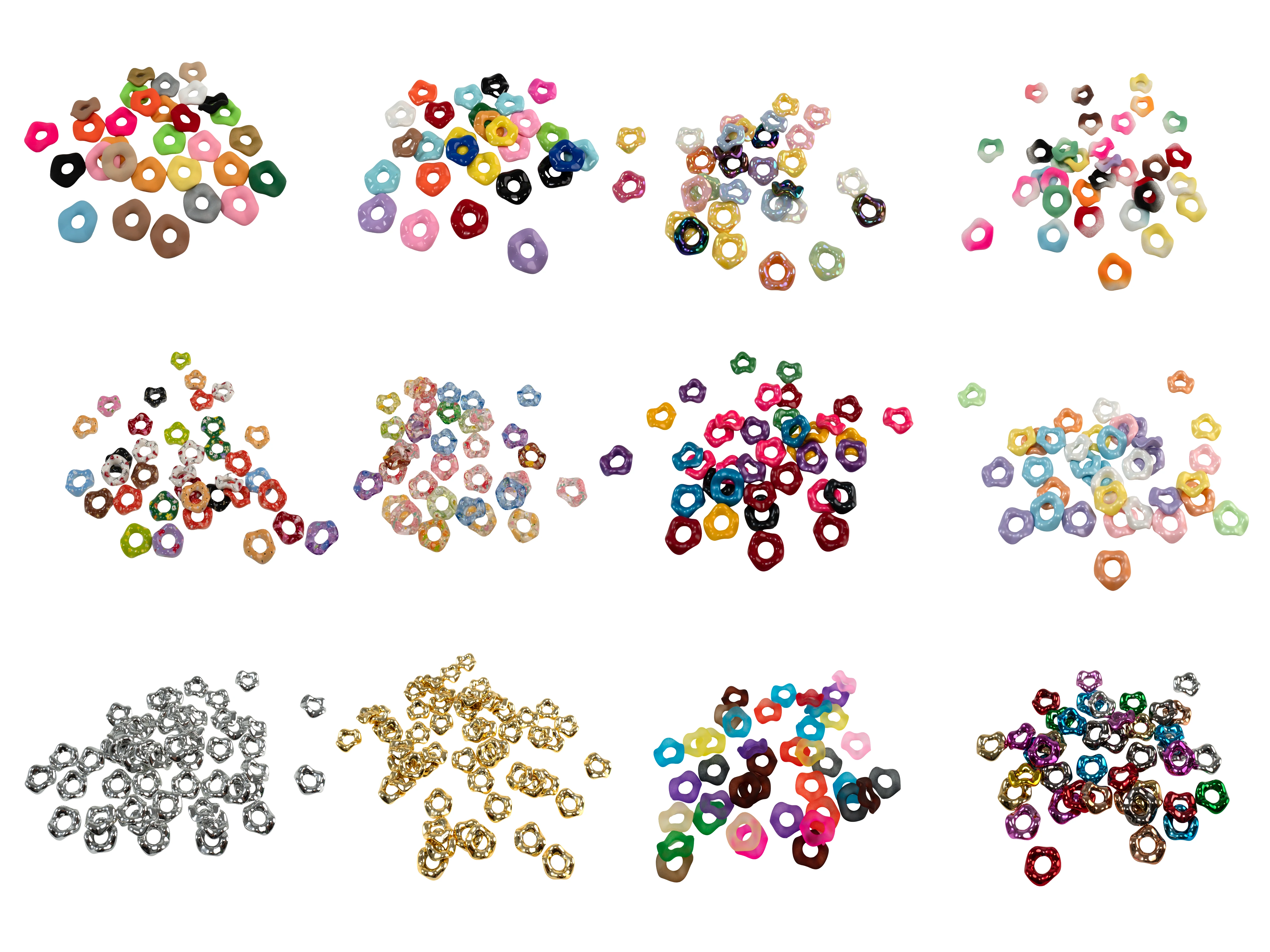 500pcs 16mm & 20mm Acrylic Wavy Spacers For Beadable Pen #1-#14